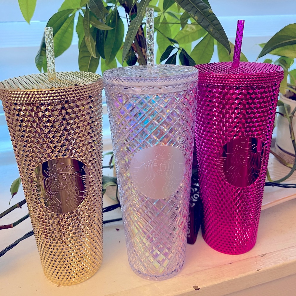 Starbucks Holiday 2022 Studded Bling 24 oz Tumbler Unicorn, Gold OR Sangria NWT